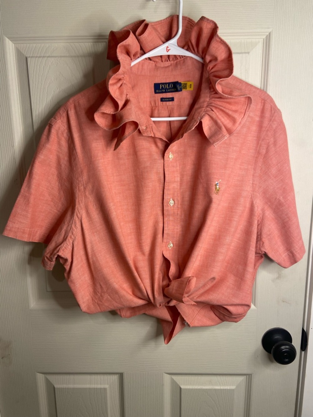 Polo Ralph Lauren Heather Red Ruffle-Collar Button Shirt